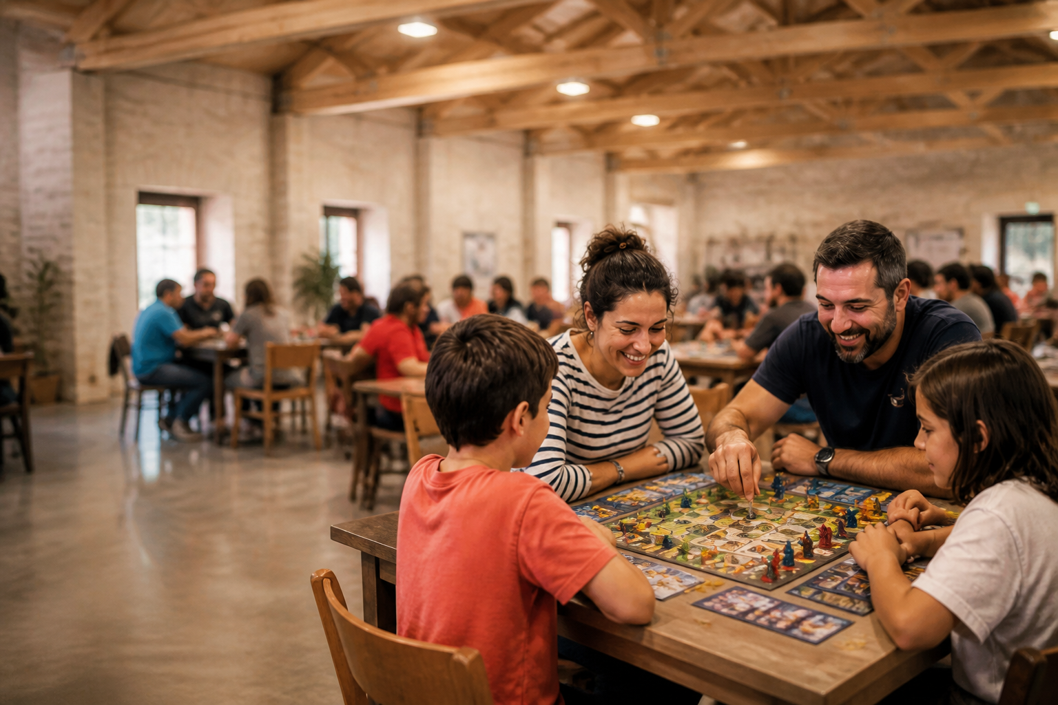 Familias jugando a juegos de mesa